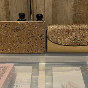 Coach Glitter Star Slim Envelope Wallet and Wristlet Set